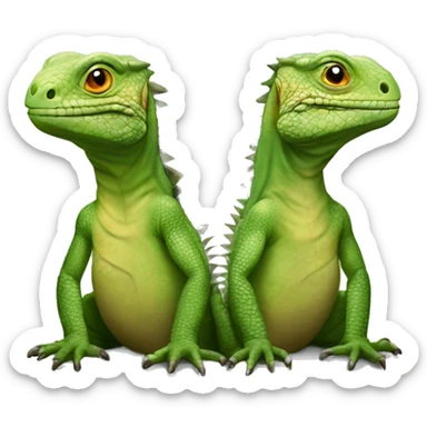 Casal de iguanas abraçadas uma atrás da outra  sticker