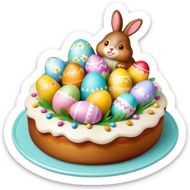 Mona de Pascua Spanish Easter cake with decorative eggs and figurines sticker