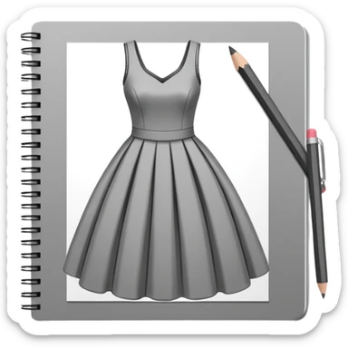 fashion skecth on sketch book, with pencil sticker