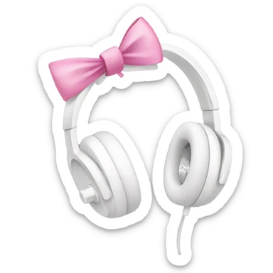 White headphones with pink bows  sticker