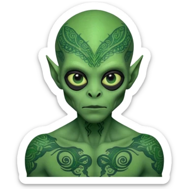 alien with tattoo all over his face   sticker