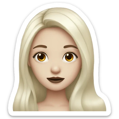 Pale girl with long black hair and makeup sticker
