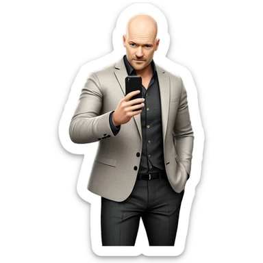 bald man in stylish attire sticker