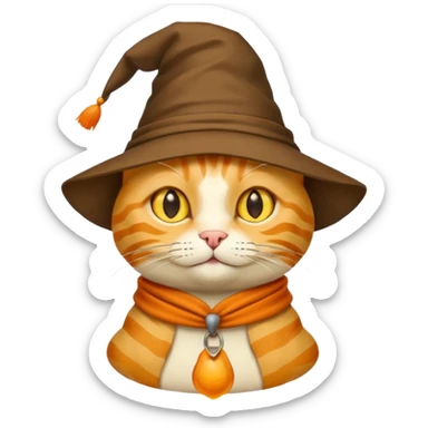 Yellow cat emoji wearing a sorting hat sticker