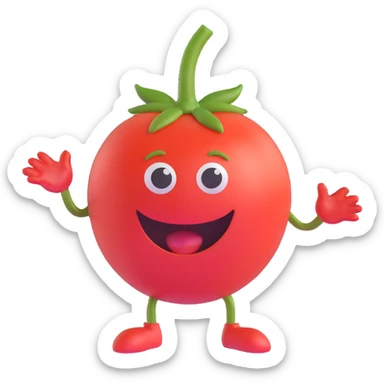 tomato character with a playful expression, fun and creative style sticker