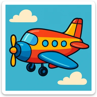 airplane, vibrant toon style sticker
