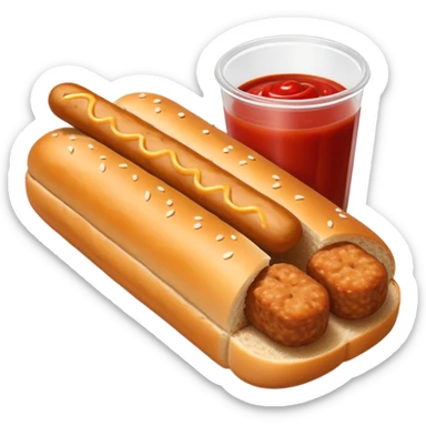 Bread with a frikandel and ketchup sticker