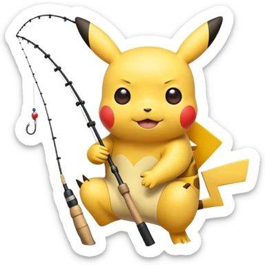 Un pikachu qui pêche sticker
