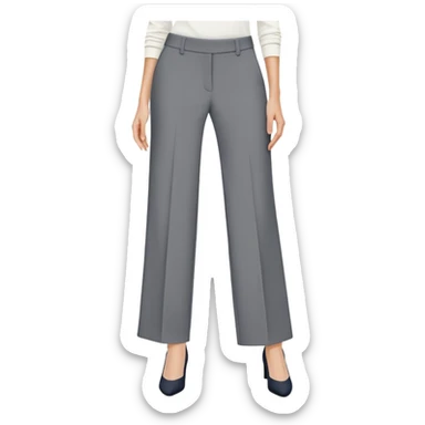 petite gray wide leg tailored pants, shorter ankle length, dress trousers, flat lay isolated garment only, no model, no human, plain white background sticker