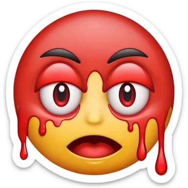 Standard emoji but with bleeding eyes sticker
