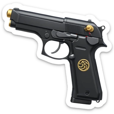 beretta pistol side view, Discord emoji style, cute look, no text sticker
