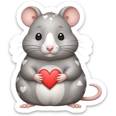 little fat rat with hearts and it should be grey with white spots sticker