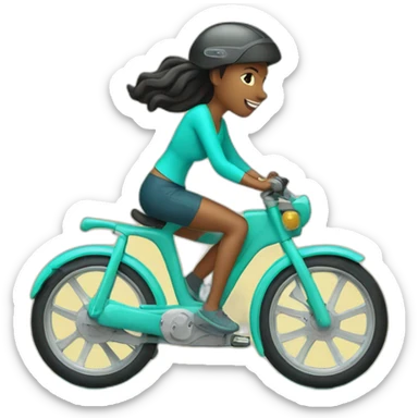 woman riding bright turqoise bike sticker