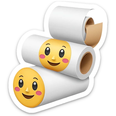 A toilette paper roll with a cute smiling face sticker