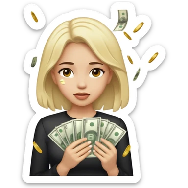 Money raining on girl  sticker