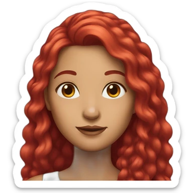 woman with long ruby hair sticker