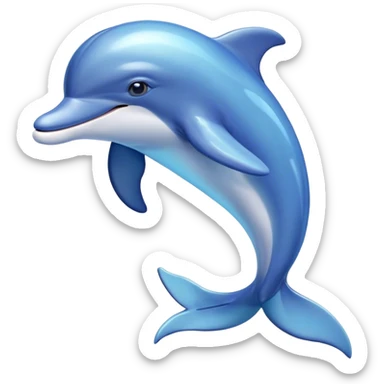 Beautiful and Majestic Dolphin Portrait Emoji, Radiating serene elegance and adorable charm with a graceful, streamlined form and luminous, glossy blue skin that shimmers under the sun, gentle, expressive eyes and a soft, content smile, Simplified yet exquisitely endearing features, highly detailed, glowing with a soft, majestic aquatic light, high shine, calm and enchanting, stylized with an air of timeless oceanic beauty, soft glowing outline, capturing the essence of a beautiful and majestic dolphin that embodies the pure magic of the sea! sticker
