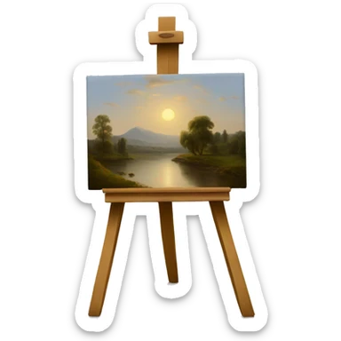 easel with a painting
 sticker