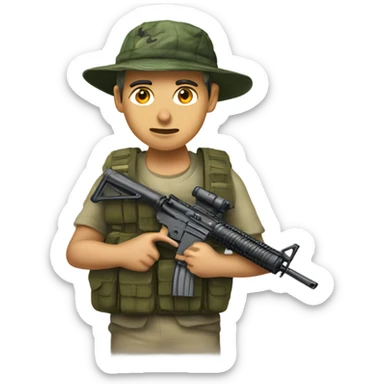 tokaev with M16 rifle and soft camo jungle hat sticker