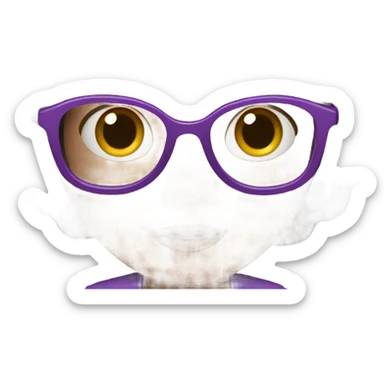 extra pale little girl in purple glasses and dark brown hair sticker