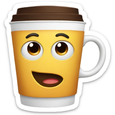 Emoji face having coffee  sticker