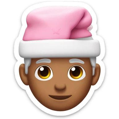 light pastel pink AirPods pro with pink christmas hat sticker