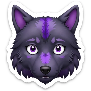 black wolf with purple pattern sad emotion sticker