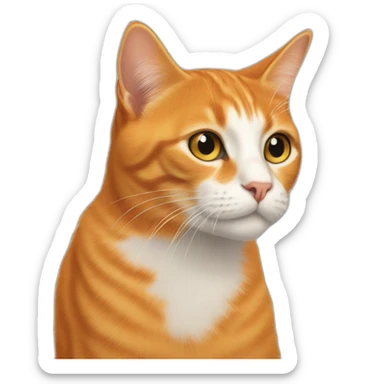 Orange cat drawing on a canva  sticker