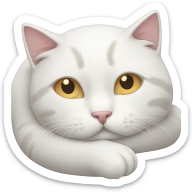 A white curled up cat napping sticker
