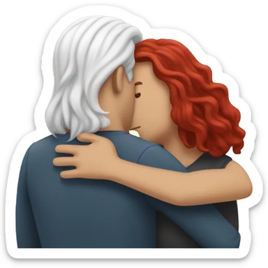 White Man with long hair hugging a white red hair woman sticker