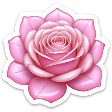 Pink Opal crystal rose flower, remove background sticker