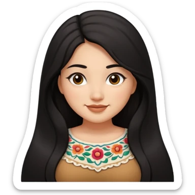 Brown Mexican curvy girl with long black hair  sticker