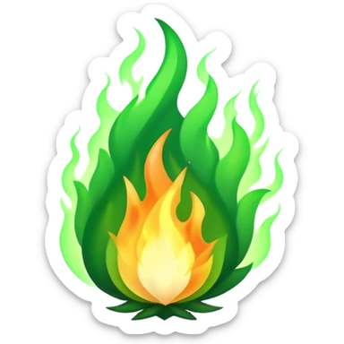 Green flames sticker