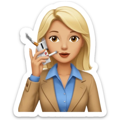 Hot blonde running late smoking cigarettes on the phone sticker