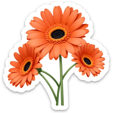 single Coral Gerbera Daisy, straight stem sticker