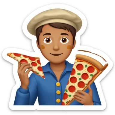 Create a man in a costume eating pizza sticker