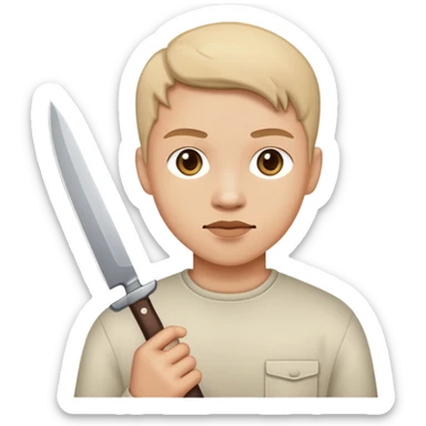 a person with a knife sticker