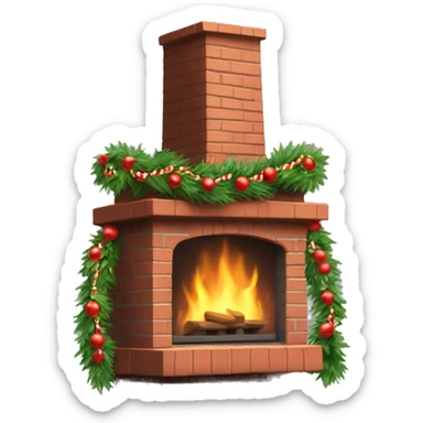Chimney with Christmas garlands  sticker