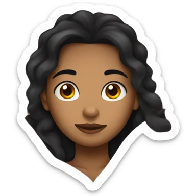 A girl tanned skin with wavy black hair and black eyes under the blanket sticker