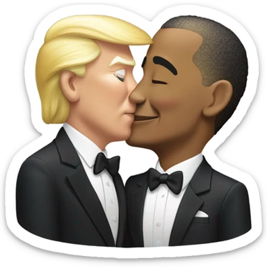 Trump kissing Obama sticker