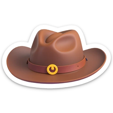 Add a single feather tucked into the leather band of the Billy Jack hat, keep the 3D emoji style. sticker