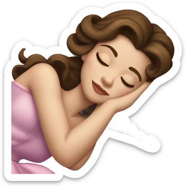 Sleeping brunette beauty princess Disney, bed, white skin sticker