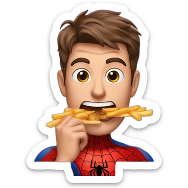 Spider-Man Peter B stuffing fries in mouth sticker