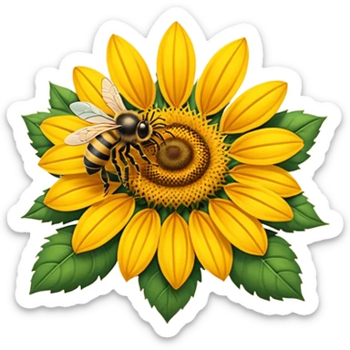  girasol y una aveja grande sticker