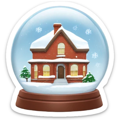 Red brick house in snow globe sticker