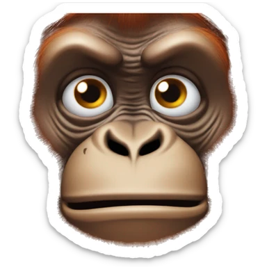 Orangutan making a smirk face  sticker