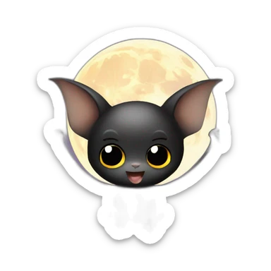 black baby bat wings in front of moon sticker