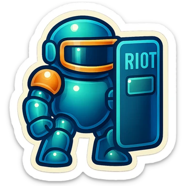 Lets do something else now. can you show me a riot shield robot sticker