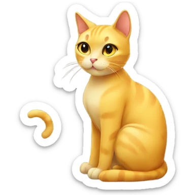 Yellow Cat with round face looking lovely girl  sticker
