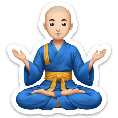 Tibetan monk floating in lotus pose in a blue kimono sticker